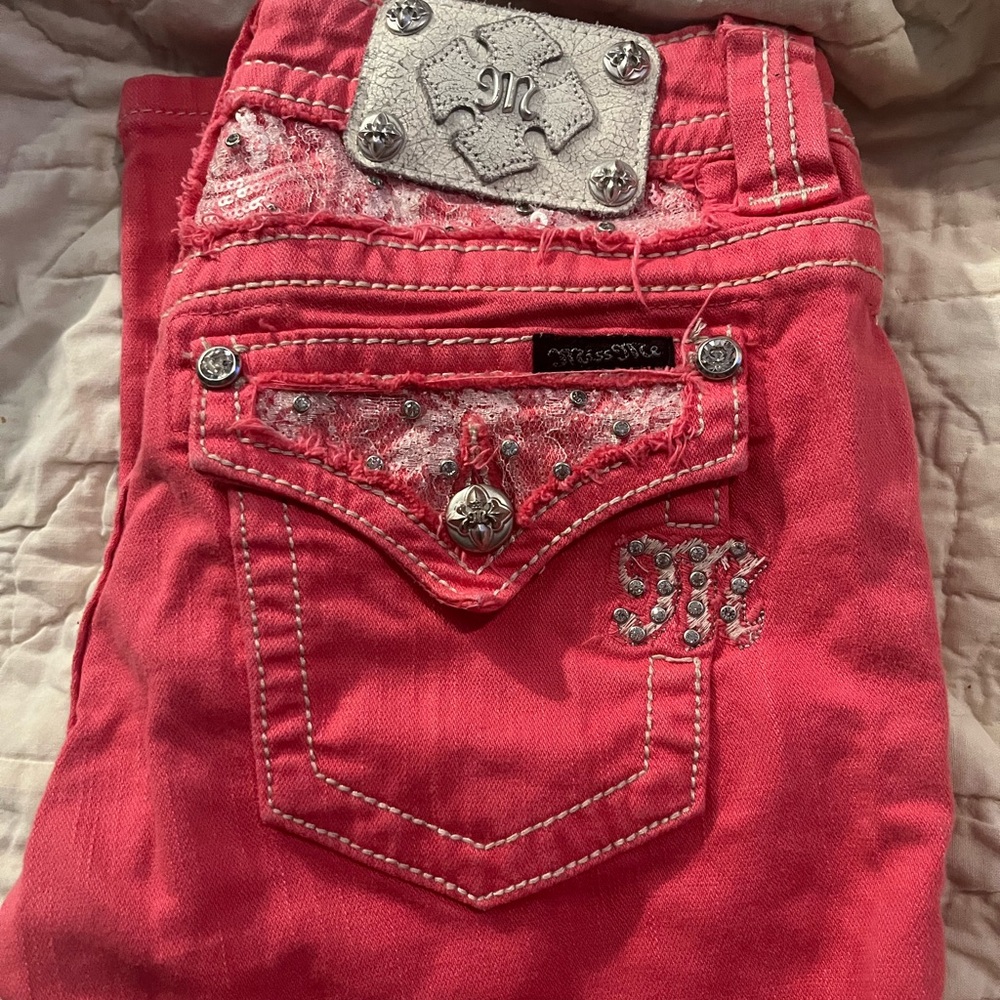 Miss Me Pink Jeans with Silver Accents